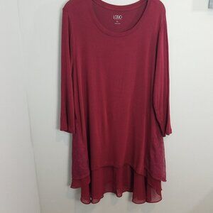 LOGO by Lori Goldstein burgundy lace tunic